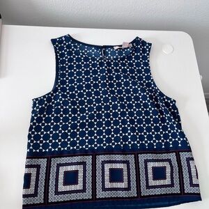 Forever 21 Navy and White Geometric Sleeveless Top